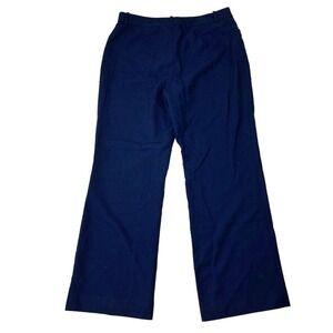 Ralph Lauren Navy Blue 100% Wool Wide Leg Pants Size 14 Trousers Lined